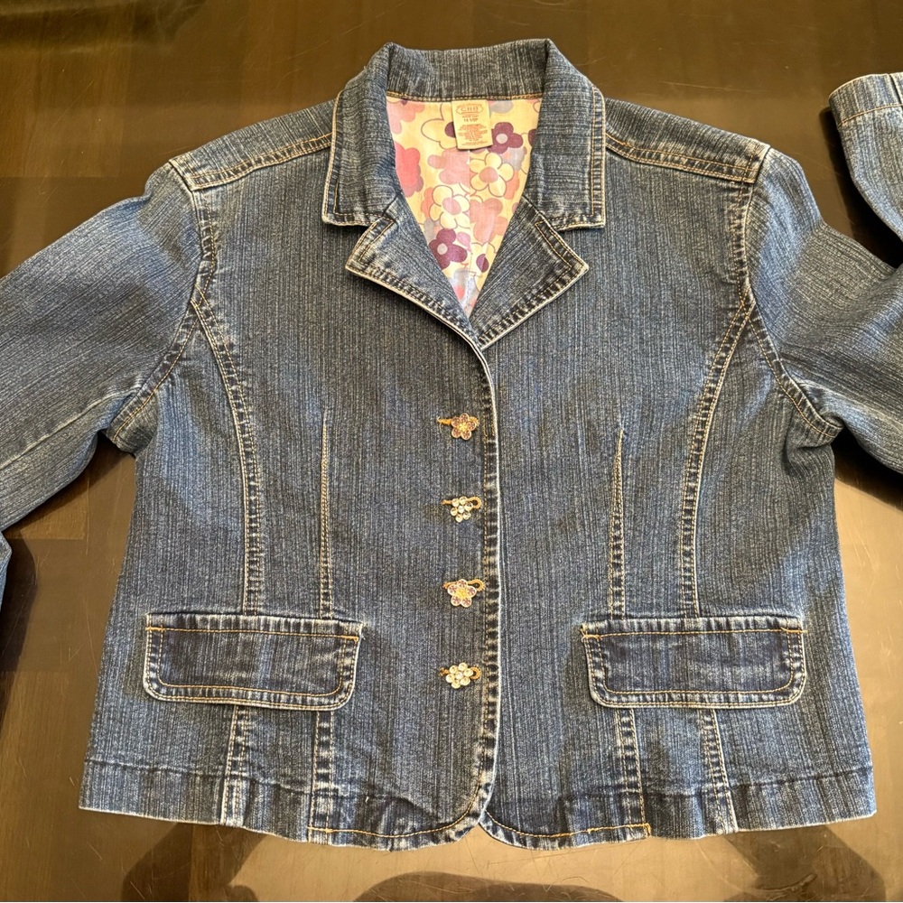 Denim Jacket with Floral Lining